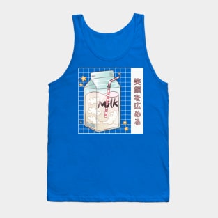 Funny Retro 90s Japanese Kawaii Strawberry Milk Shake Carton Tank Top